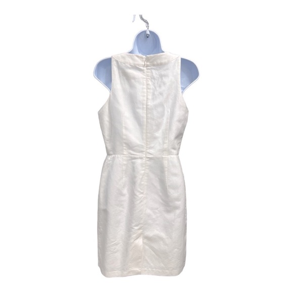 Loft White Linen Blend Shift Dress with Lace Overlay Detail Size 4 - Picture 3 of 10